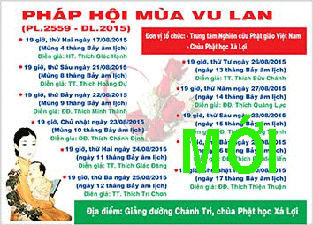 CHƯƠNG TRÌNH PHÁP HỘI MÙA VU LAN PL 2559 (DL 2015)