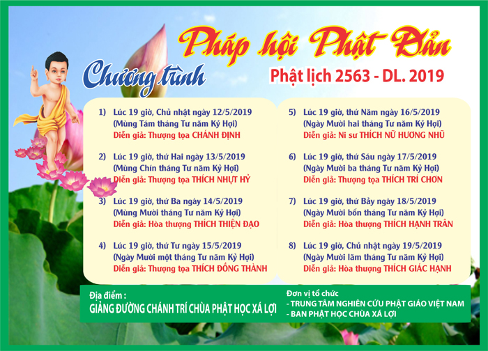 Chương trình PHÁP HỘI PHẬT ĐẢN PL 2563 (DL 2019)