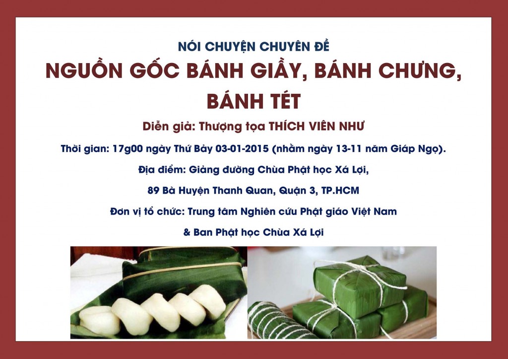 Nói chuyện chuyên đề: Nguồn gốc bánh giầy, bánh chưng, bánh tét
