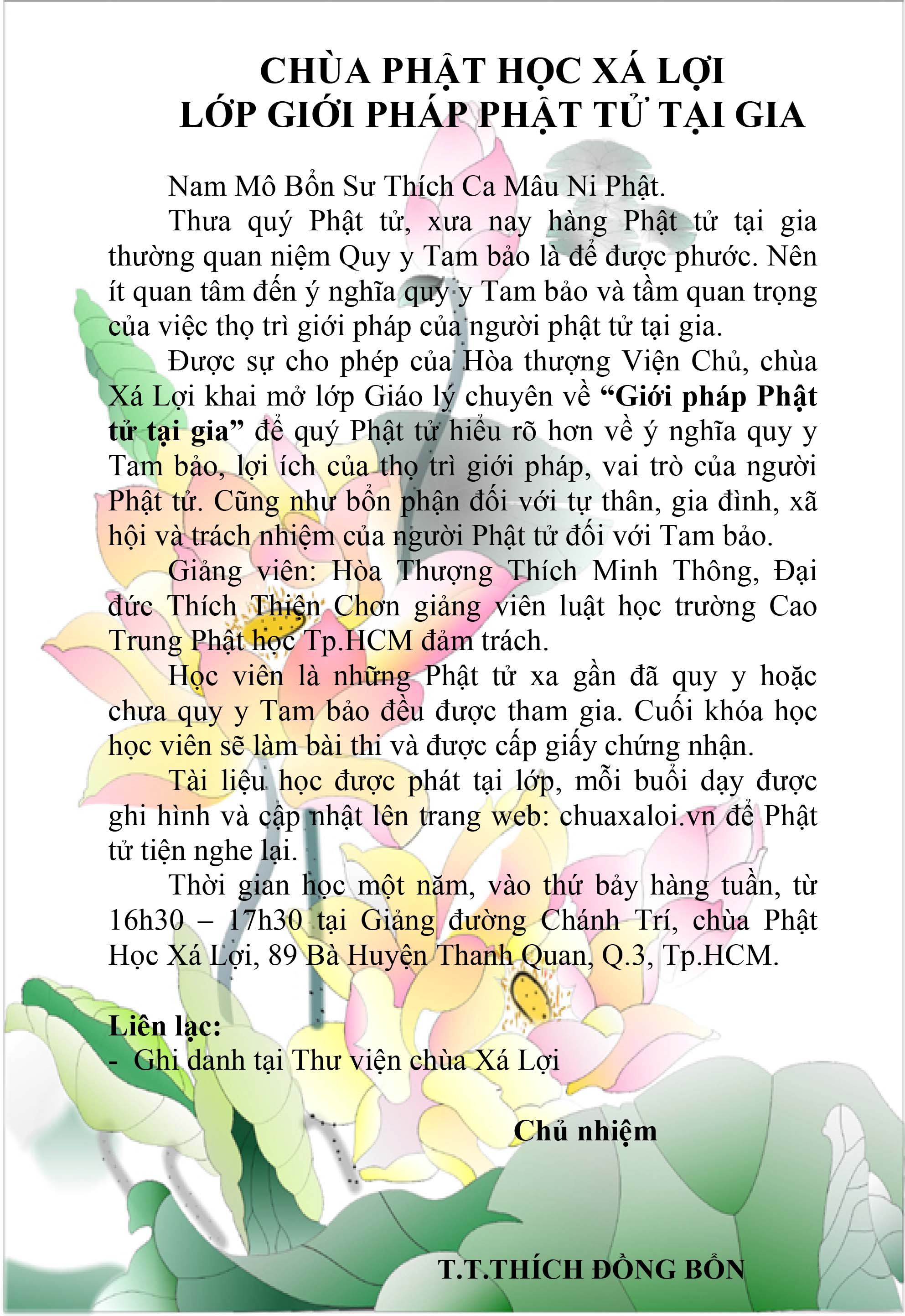 KHAI MỞ LỚP GIỚI PHÁP PHẬT TỬ TẠI GIA